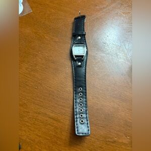 Elegant Black Leather Women's Watch